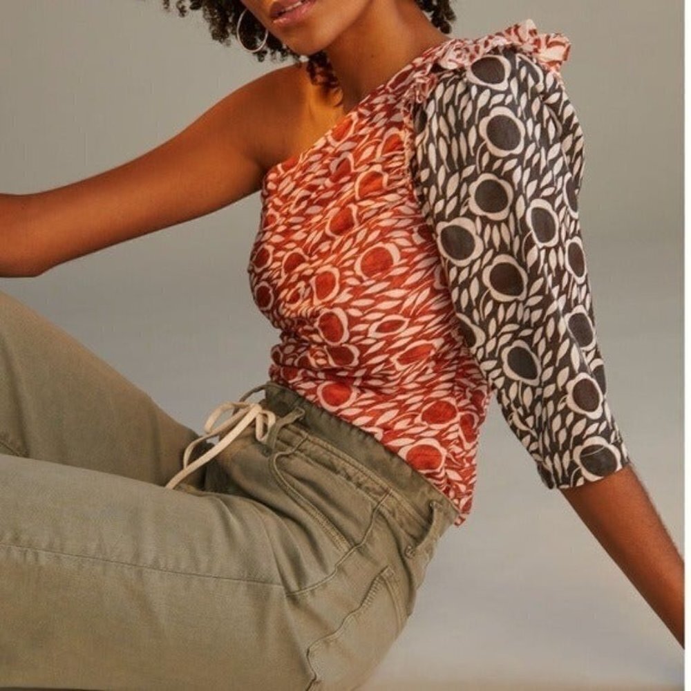 ANTHROPOLOGIE Cecelia Pettersson Boho One Shoulder Blouse Size 8 NEW